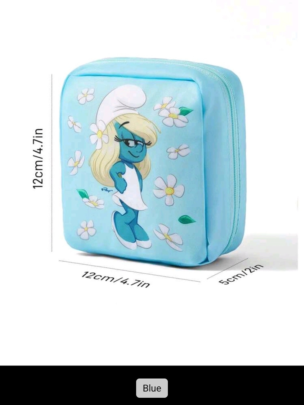 ποΈSmurfette Cosmetic Pouch - Light Blue Floral Print - Picture 4 of 8